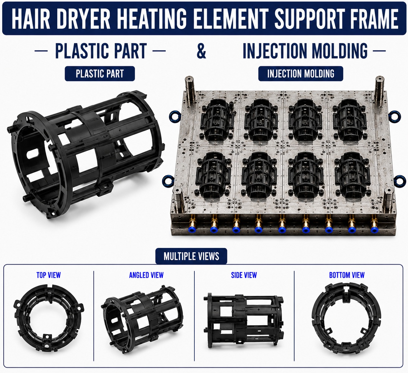 Hair Dryer Plastic Heating Element Support Frame Mould and Moulding Service